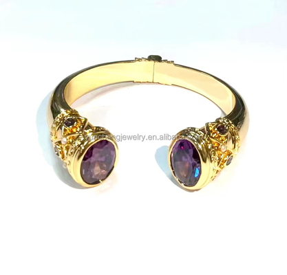 Platering Messing Armband Armbanden Manschet Juwelen Granaatstenen Zilveren Juwelen Glitter CZ