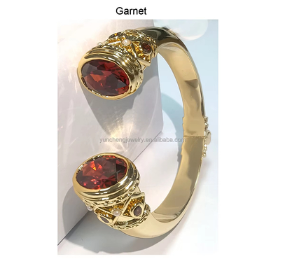 Platering Messing Armband Armbanden Manschet Juwelen Granaatstenen Zilveren Juwelen Glitter CZ