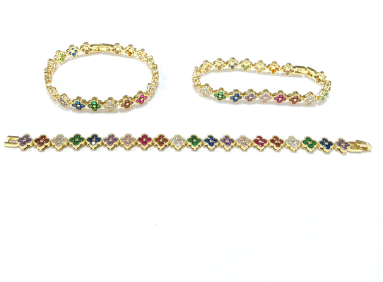 Rainbow Brass Gold Tennis Armband OEM ODM Kubische Zirconia Tennis Armband