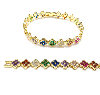 Rainbow Brass Gold Tennis Armband OEM ODM Kubische Zirconia Tennis Armband