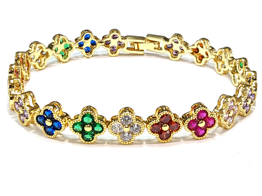 Rainbow Brass Gold Tennis Armband OEM ODM Kubische Zirconia Tennis Armband