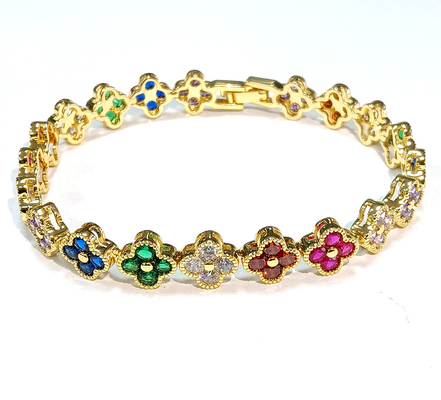 Rainbow Brass Gold Tennis Armband OEM ODM Kubische Zirconia Tennis Armband