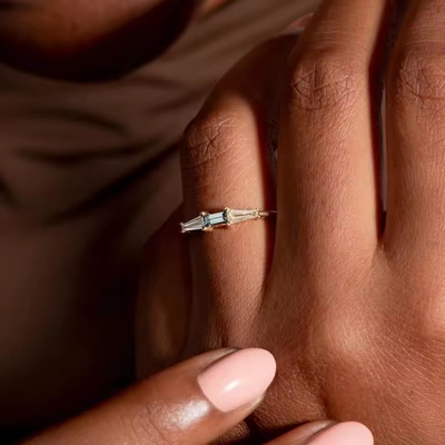 Nieuwe aankomst Drie Steen CZ Ringen Wit CZ En Tanzanite Echte S925 Zilver Fijne Sieraden 14K 18K Goud geplatte voor vrouwen