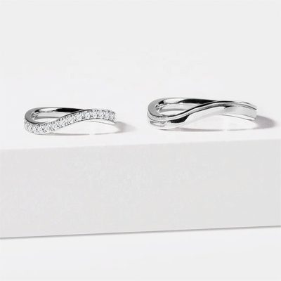 925 Sterling zilver Wit goud Diamant CZ Wave Ring voor dames Fijne sieraden OEM/ODM