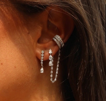 925 Sterling Silver White Pear Drop Cubic Zircon oorbellen voor klantenbehoeften