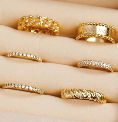Handgemaakte Twist Classic 925 Sterling zilveren damesring Juwelen bekleed met 18K goud