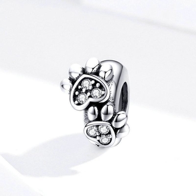 Wit kubisch zircon voetafdruk vorm kralen charme voor vrouwen 925 sterling zilver armband charmes