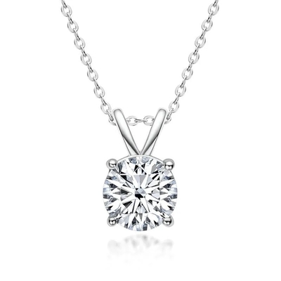 925 Sterling zilveren hanger voor meisjes 18K geel goud rond gesneden solitaire steen cadeau