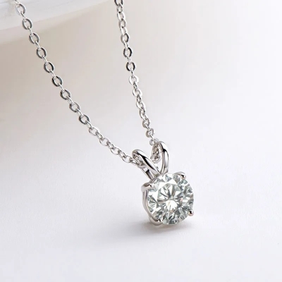 925 Sterling zilveren hanger voor meisjes 18K geel goud rond gesneden solitaire steen cadeau