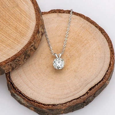 925 Sterling zilveren hanger voor meisjes 18K geel goud rond gesneden solitaire steen cadeau