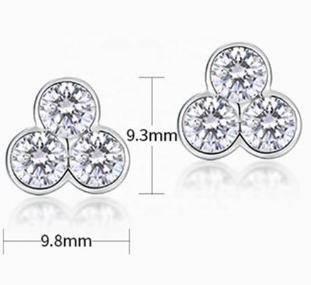 S925 Zilveren oorbellen van drie stenen stammen met rhodiumplating voor vrouwen en meisjes Fijne sieraden