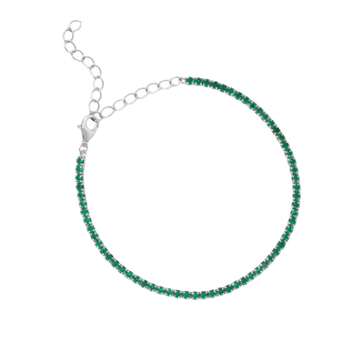 Witte goud geverfd mei verjaardag smaragd kubisch zircon verstelbare tennisketting armband