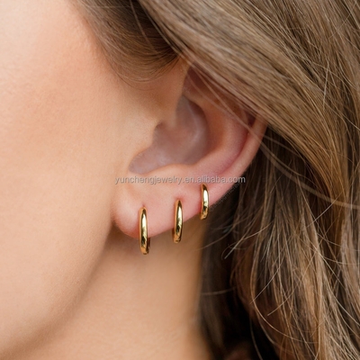Zilveren fijne sieraden Minimalist 18K Gold 9MM 11MM 13MM Hoop Set voor FedEx DHL UPS TNT EMS Shipping