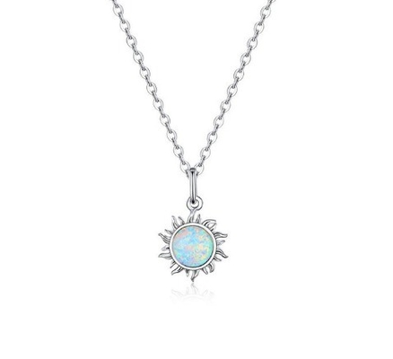 Zonnebloem opaal en diamant ketting 15mm Vrouwen opaal ketting 45cm + 5cm