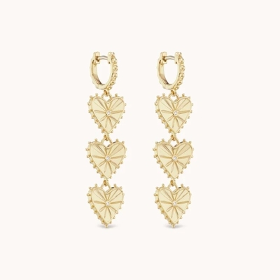 Handgemaakte 14K goud geplatte Dangle Multi Huggies Heart Charm oorbellen Perfect Present