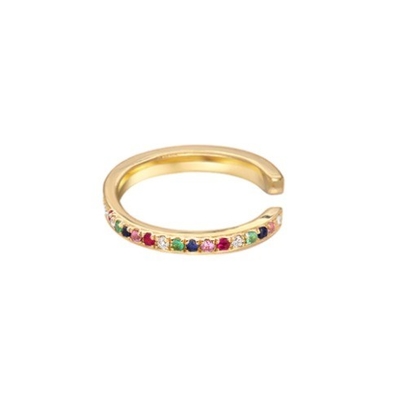 Vrouwen klassieke regenboog Pave Setting Kubische Zircon 925 Sterling zilveren oormanschet sieraden