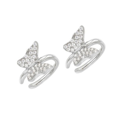 18k goud geplatte vlinder oorbel met Micron Pave Wit CZ Trendy vrouwen sieraden
