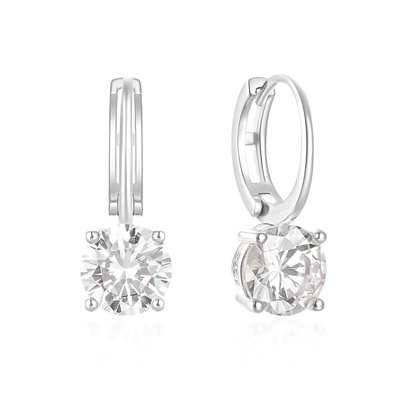 925 Sterling zilver aangekomen 18K verguld Solitaire Wit Kubisch Zircon Huggies oorbellen