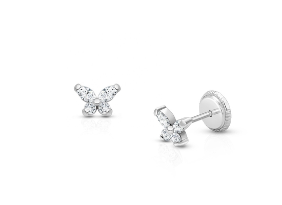 Religieus Type Geen 925 Sterling Silver Butterfly Stud oorbellen met 18K goud