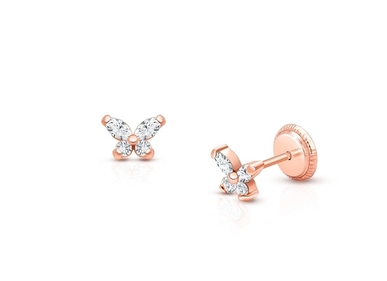 Religieus Type Geen 925 Sterling Silver Butterfly Stud oorbellen met 18K goud