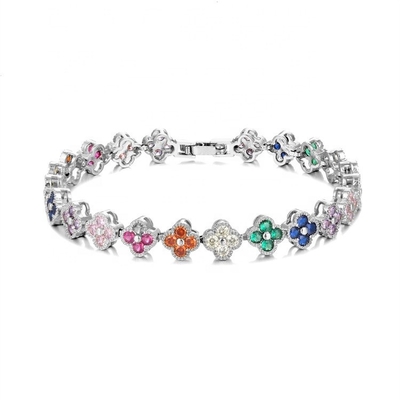 Zoetwaterparel CZ Stones Tennis Armbanden Geplatte Juwelen Op maat Regenboog Goud Koper Messing voor vrouwen