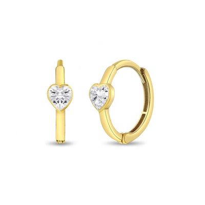 925 sterling zilver 14k goud geplatte glinsterende hart meisjes hoop oorbellen perfect voor dagelijks dragen