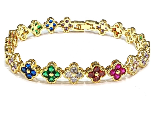 Zoetwaterparel CZ Stones Tennis Armbanden Geplatte Juwelen Op maat Regenboog Goud Koper Messing voor vrouwen
