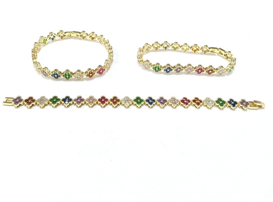 Zoetwaterparel CZ Stones Tennis Armbanden Geplatte Juwelen Op maat Regenboog Goud Koper Messing voor vrouwen