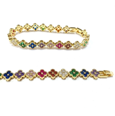 Zoetwaterparel CZ Stones Tennis Armbanden Geplatte Juwelen Op maat Regenboog Goud Koper Messing voor vrouwen