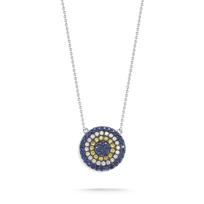 Blauw en wit CZ ketting cirkel in de vorm van 925 Sterling zilver voor meisjes' prachtige look