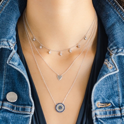 Blauw en wit CZ ketting cirkel in de vorm van 925 Sterling zilver voor meisjes' prachtige look