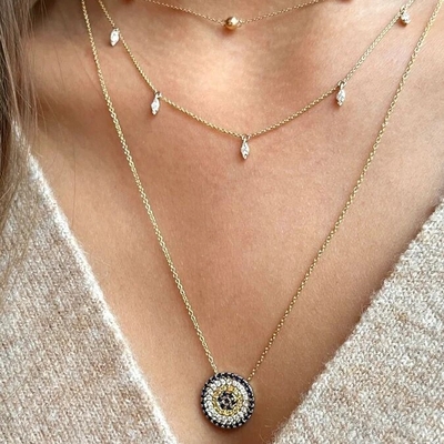 Blauw en wit CZ ketting cirkel in de vorm van 925 Sterling zilver voor meisjes' prachtige look