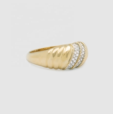 Platina Plating Ronde Briljant gesneden Diamond Dome Ring Voor vrouwen Fijne sieraden OEM / ODM
