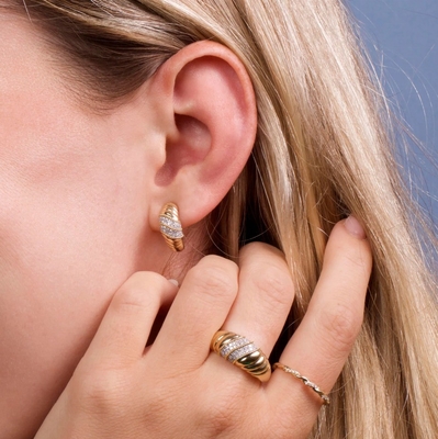 Platina Plating Ronde Briljant gesneden Diamond Dome Ring Voor vrouwen Fijne sieraden OEM / ODM