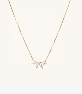 925 zilver 14K geplatte ketting 18 inch Marquise Topaz hanger en witte CZ diamanten
