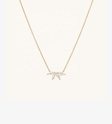 925 zilver 14K geplatte ketting 18 inch Marquise Topaz hanger en witte CZ diamanten