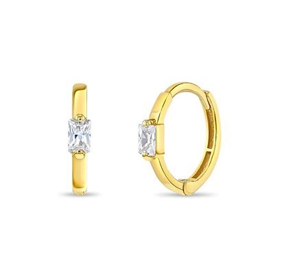 14K Goud Verguld 10mm Baguette Geslepen Roze Cubic Zirconia Kinder Oorringen met 50PRS MOQ