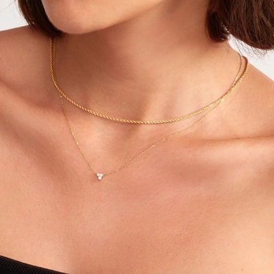 18K goud Zircon hanger zilveren ketting trio diamant kubische Zircon ketting