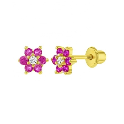 5mm 18k goud geplatte bloemen baby oorbellen perfect cadeau voor kinderen in 925 sterling zilver
