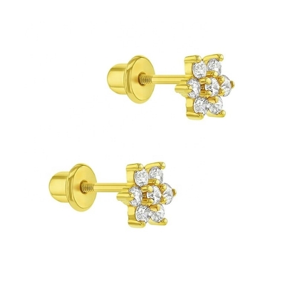 5mm 18k goud geplatte bloemen baby oorbellen perfect cadeau voor kinderen in 925 sterling zilver