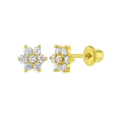 5mm 18k goud geplatte bloemen baby oorbellen perfect cadeau voor kinderen in 925 sterling zilver