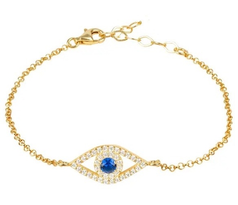 Rozengoud Dun zilveren ketting Armband Wit Blauw CZ Oog 925 Sterling zilver