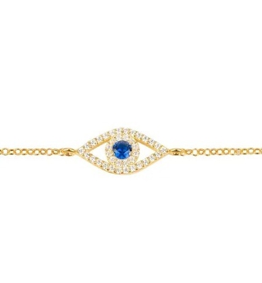 Rozengoud Dun zilveren ketting Armband Wit Blauw CZ Oog 925 Sterling zilver