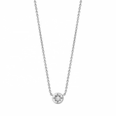 Goudgeplatte 925 Sterling zilver Starburst Diamant schijf hanger halsketting voor dagelijks gebruik