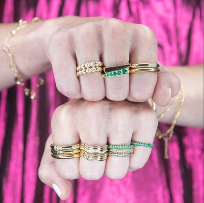 Zeer gepolijst uniek ontwerp 14K gouden golf ring voor vrouwen en mannen klassieke stijl