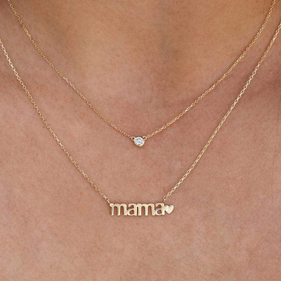 26mm 18K goud geplatte halsketting MAMA Hart halsketting voor Dames' Day