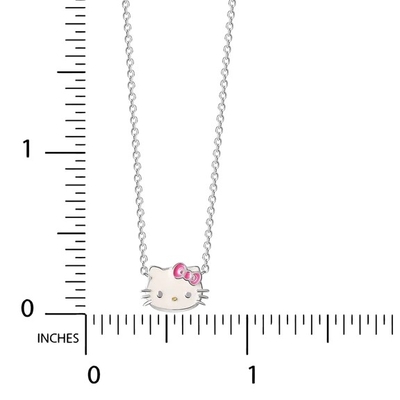 Roze witte glazuur Hello Kitty Sterling zilveren hanger Rhodium Plating