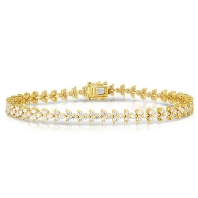 Ontwerper 18K goud 925 Sterling zilver bloem charme vrouwen tennis armband met ZIRCON