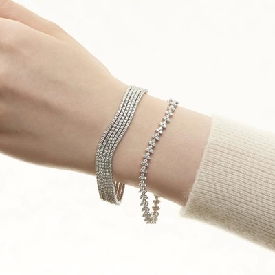 Ontwerper 18K goud 925 Sterling zilver bloem charme vrouwen tennis armband met ZIRCON