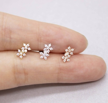 Classic Style Dubbele Bloemen Ball Back Flat Back 925 Sterling zilveren oorbellen voor meisjes